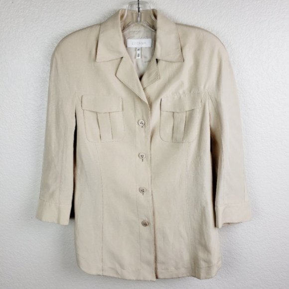 Vintage ESCADA Silk/Linen Blend Blazer Jacket size 36 /US Small - Picture 1 of 9
